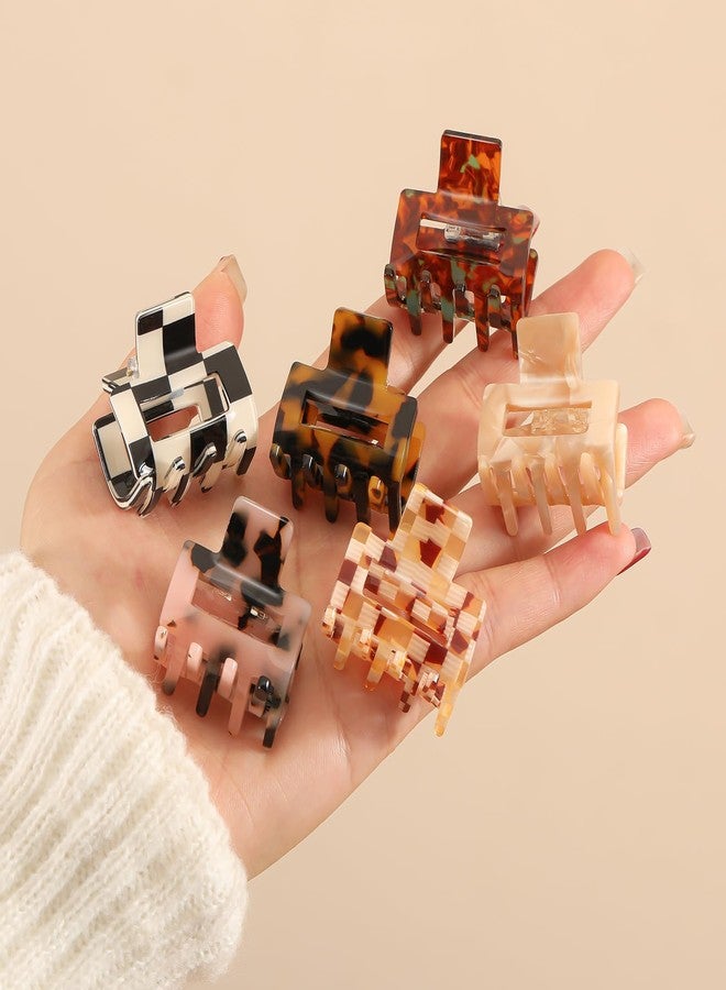 Interesse 6 PCS Acetate Small Hair Clips for Women, 1.3 Inch Square Tortoise Shell Claw Clips for Thin Fine Short Hair, Durable Hair Claw Clips Leopard Print Hair Accessories for Girls - Image 4